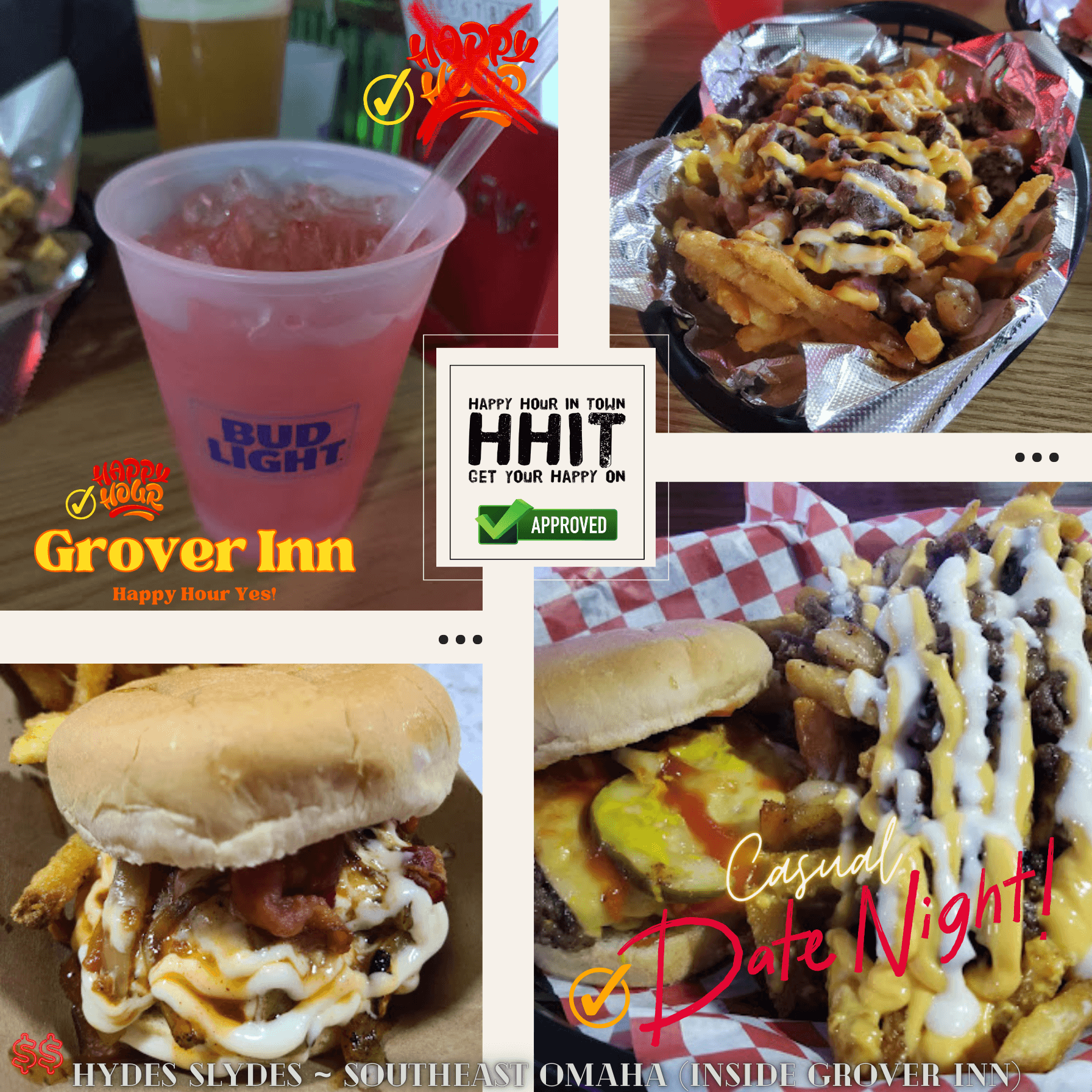 Hydes Slydes Burgers and Fries Omaha Happy Hour In Town